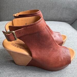 Kork Ease Berit Platform Wedge Sandal Shoes Brown Women's 8